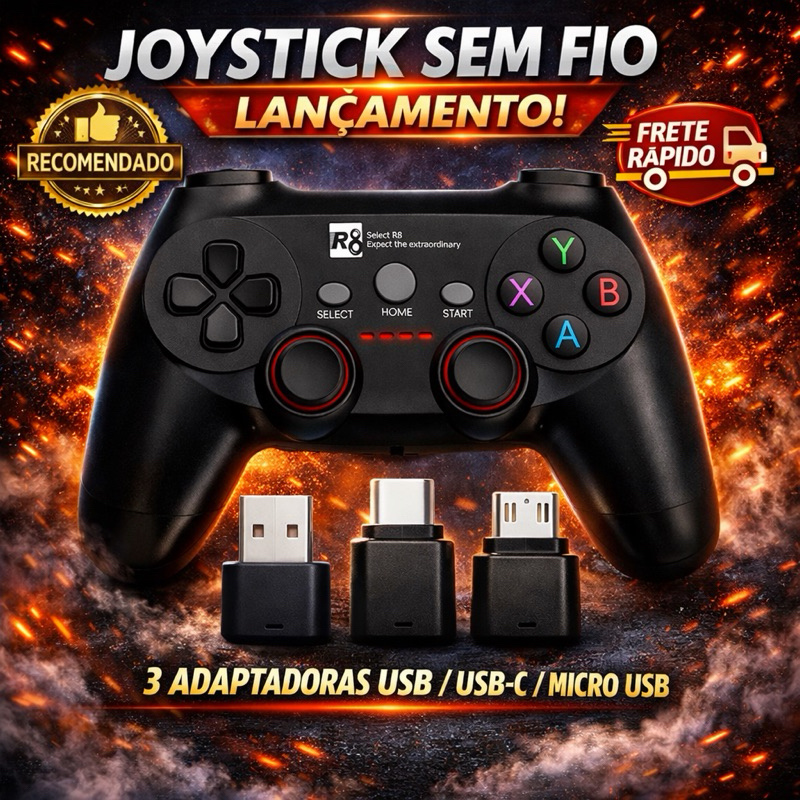 Controle Gamer Sem Fio Wireless 2.4G para PC, Android, PS3 e TV Box – 17 Teclas, Alta Precisão em Oferta na Shopee