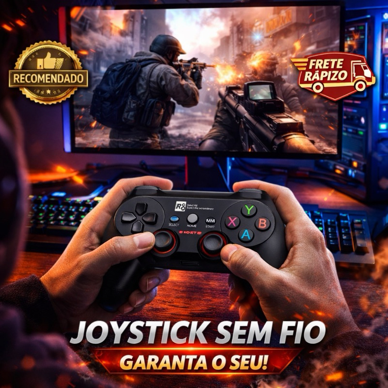 KIT 2 Controle Gamer USB Sem Fio Wireless 2.4G para PC, PS3 e TV Box – 17 Teclas, Alta Precisão — imagem 2 de 2