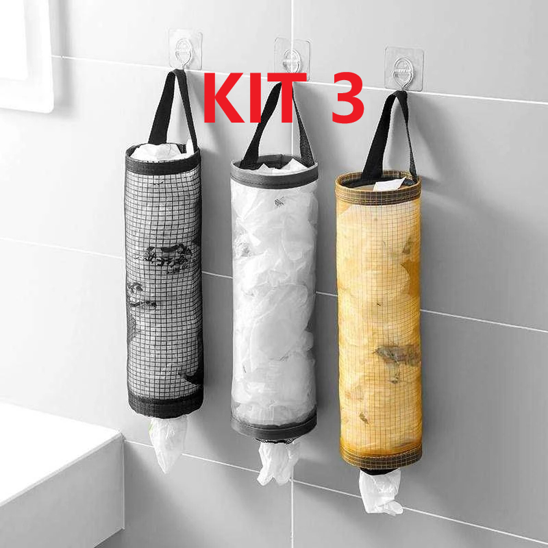 KIT 3 Puxa Saco e Porta Sacolas Dispenser Organizador de Sacolinhas Plásticas  Envio imediato