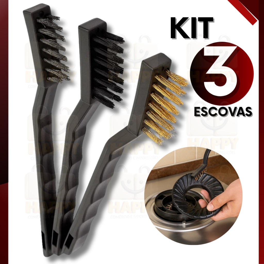 Kit Escovas de Aço Multiuso Latão e Nylon Para Limpeza Pesada Doméstica e Uso Profissional em Oferta na Shopee