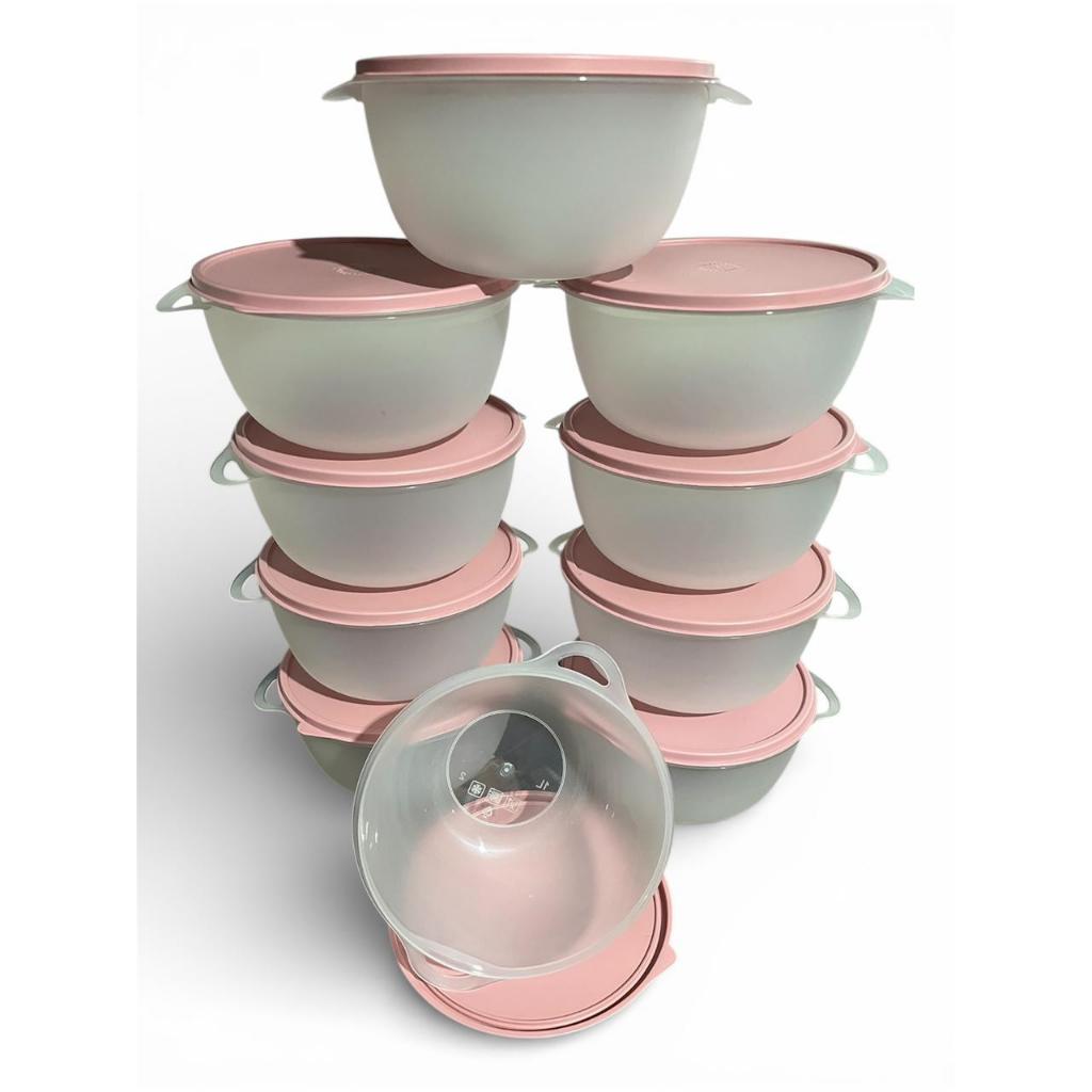 Kit 10 Potes Bowl 1 Litro Plástico Fosco Tampa Color OU 5 Peças