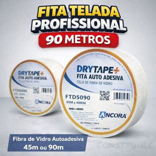 Fita Telada Fibra de Vidro Autoadesiva Âncora 90m (45m opcional) Drywall Gesso Isopor Original Profissional em Oferta na Shopee