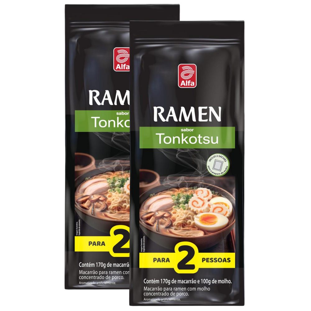 2x Ramen Tonkotsu Alfa instantâneo com caldo japonês