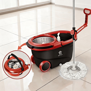 Mop Giratorio Com cabo de 118 cm Cesto Em Inox - Balde Centrífuga Com Rodas,14 Litros Balde em Oferta na Shopee