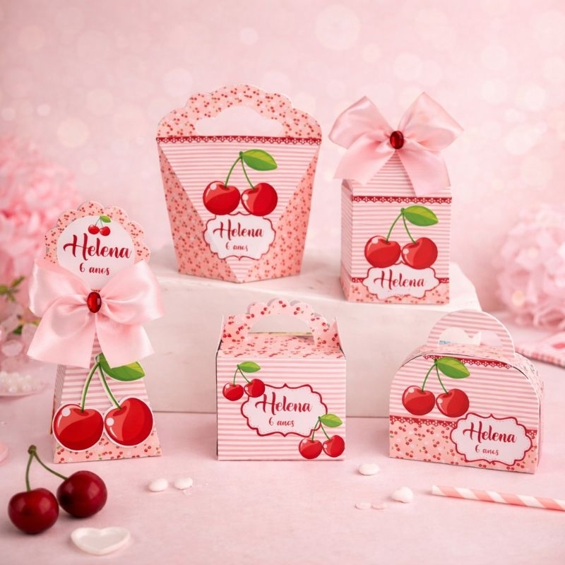 kit caixas cerejinha personalizada / aniversário/ kit caixas cereja/ lembrancinha de festa + brinde
