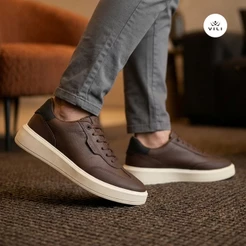 Tênis Masculino VILI Urban Sapatênis Casual Couro Nobuck Marrom
