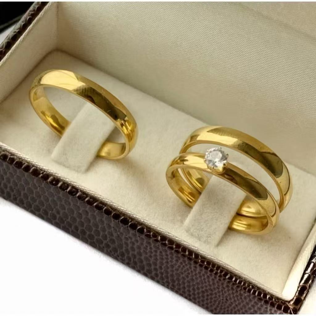 Aliança Lisa Feminino/Masculino Anel 100% em Moeda Antiga 4MM Casamento Noivado Cor de Ouro 18k