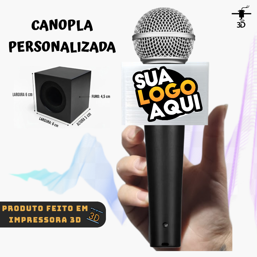 Canopla Personalizada para Microfone Elétrico ( Somente Canopla )