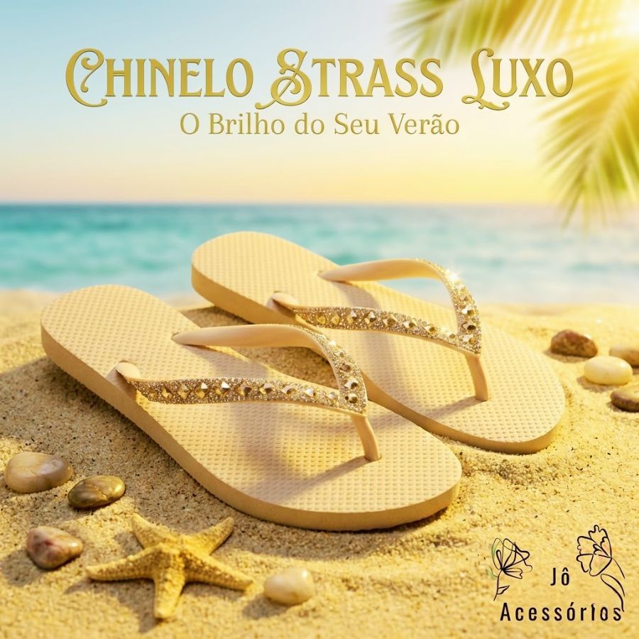 Sandália Chinelo Feminino Brilho Strass Casual Passeio 33-40