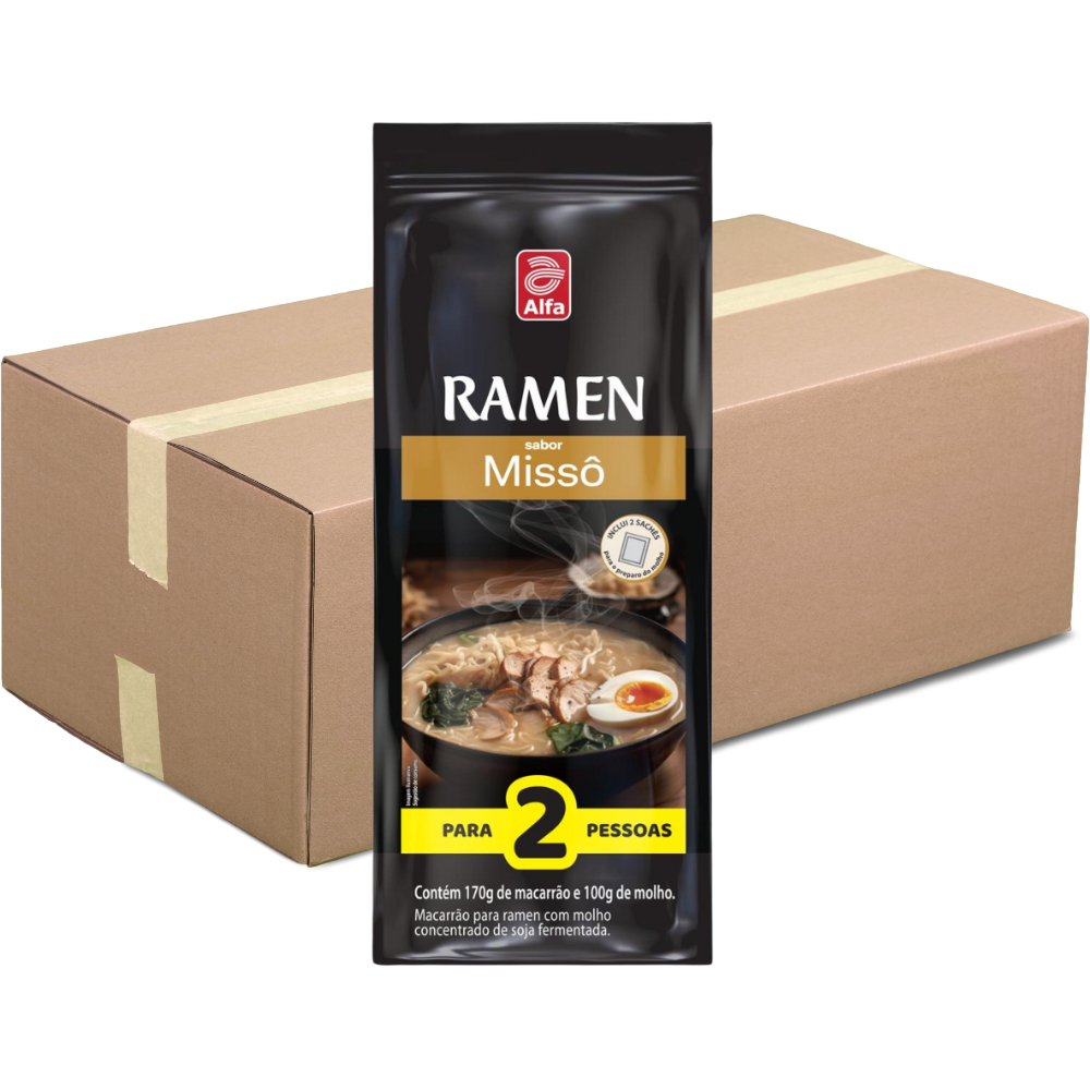 Caixa Alfa Ramen Missô instantâneo com caldo japonês (12 pacotes)