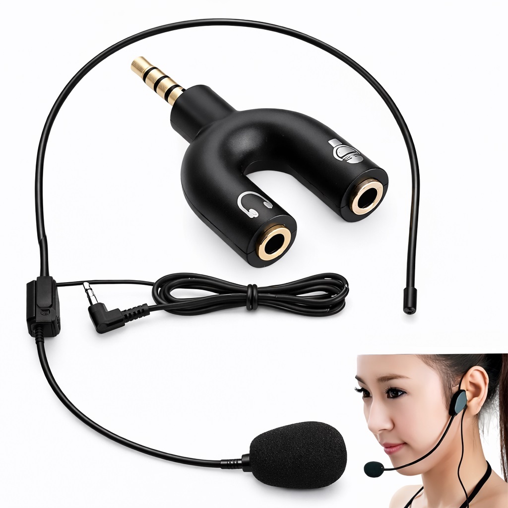 Microfone C/ Fio Headset Lapela Cabeça Cerimonias Cultos