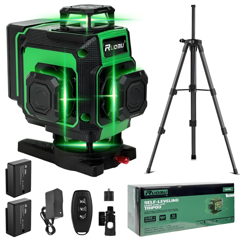 Nivel A Laser Profissional 16 Linhas Nivel Laser ​​Com Tripe 2 Baterias em Oferta na Shopee