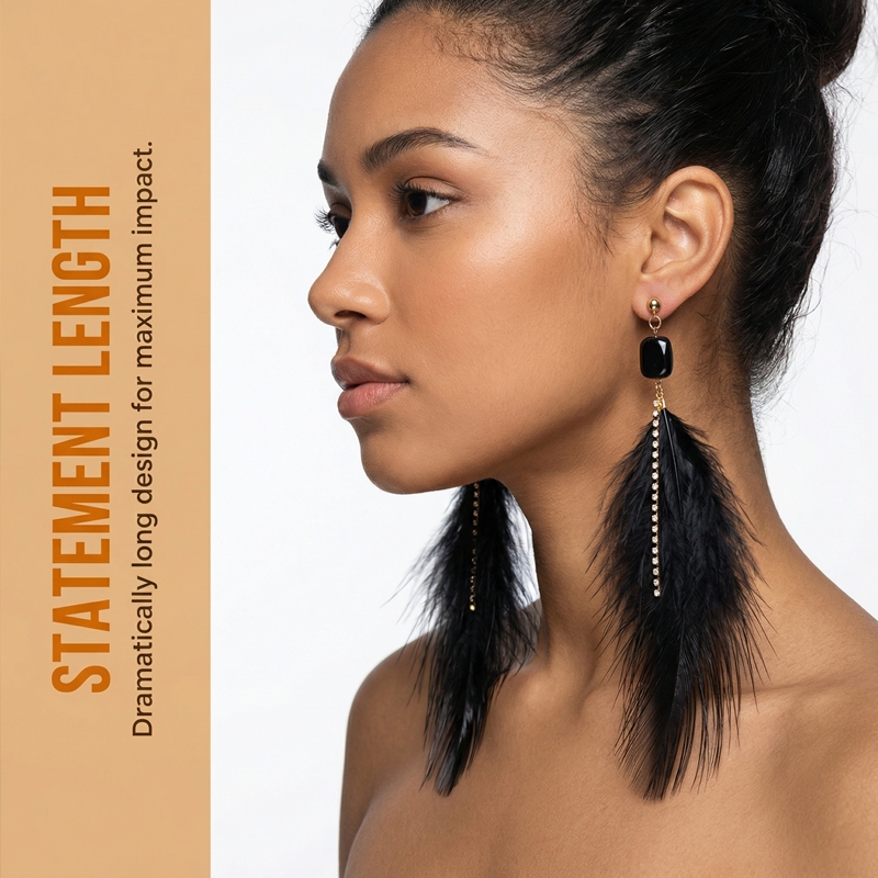 KIT2 Brinco de Penas Longo Carnaval e Festa Noturna Design Dramático e Brilhante em Oferta na Shopee