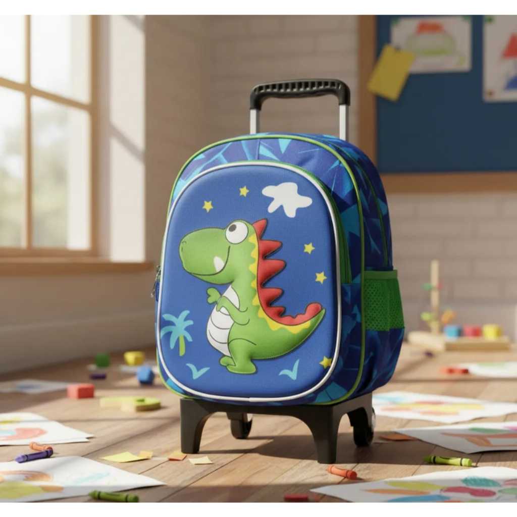 Mochila carrinho Escolar Infantil Ideal para Creche medida 32x27x15cm