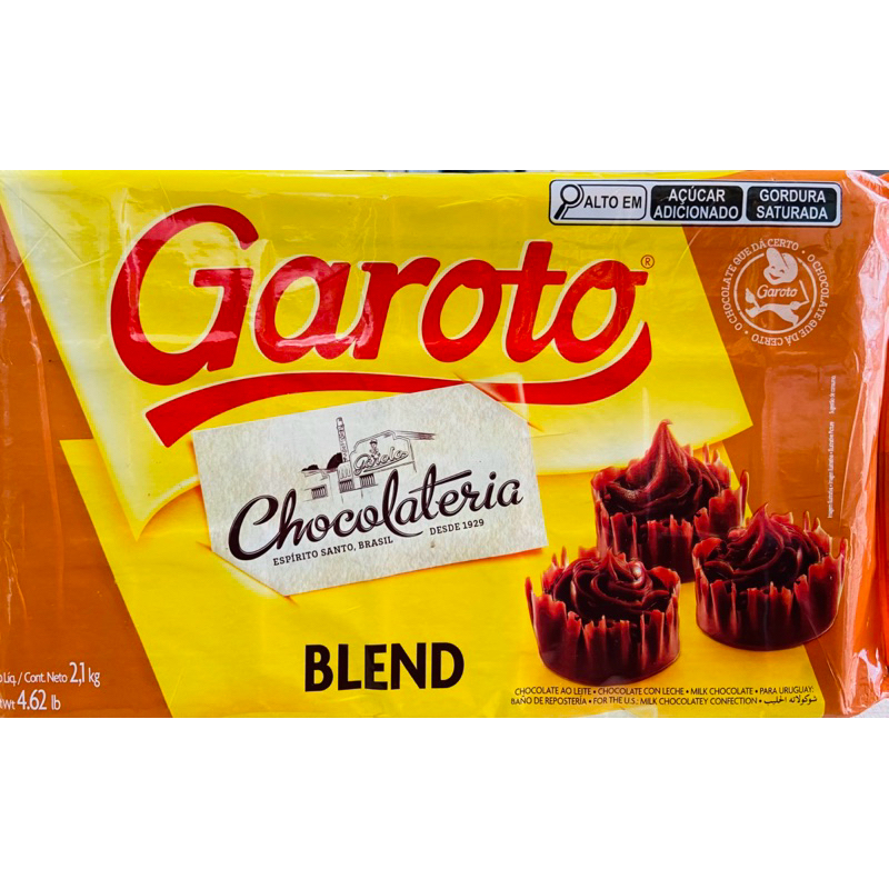 Barra Garoto nobre 2,1kg - AO LEITE ou BRANCO ou MEIO AMARGO ou BLEND em Oferta na Shopee