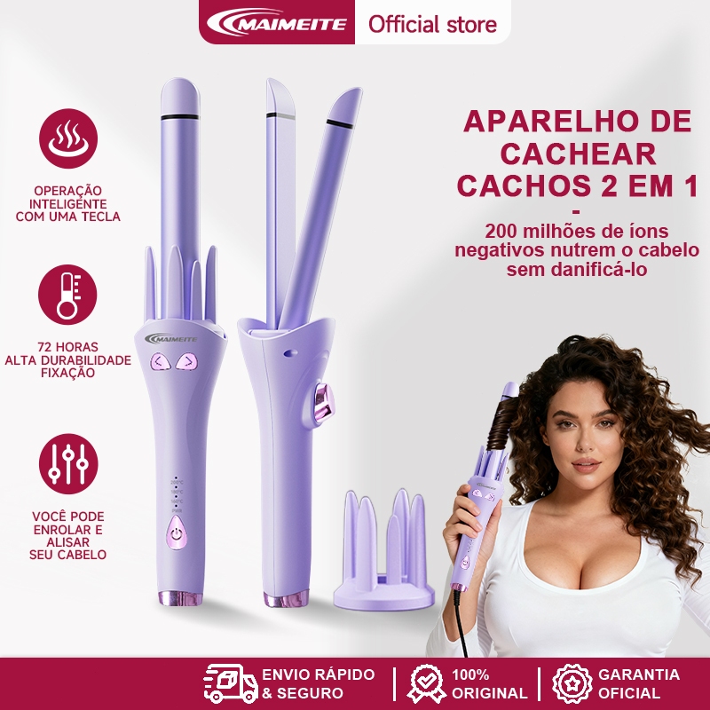 MAIMEITE Modelador de Cachos Automático 2 em 1 em Cerâmica para Cabelos Lisos e Cacheados J885 em Oferta na Shopee