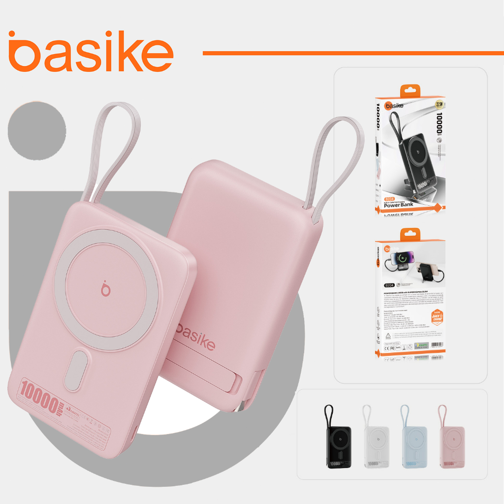 Basike Carregador Portátil 10000mAh  Indução para iPhone/Android Samsung Apple Sem fio Bateria Carga em Oferta na Shopee