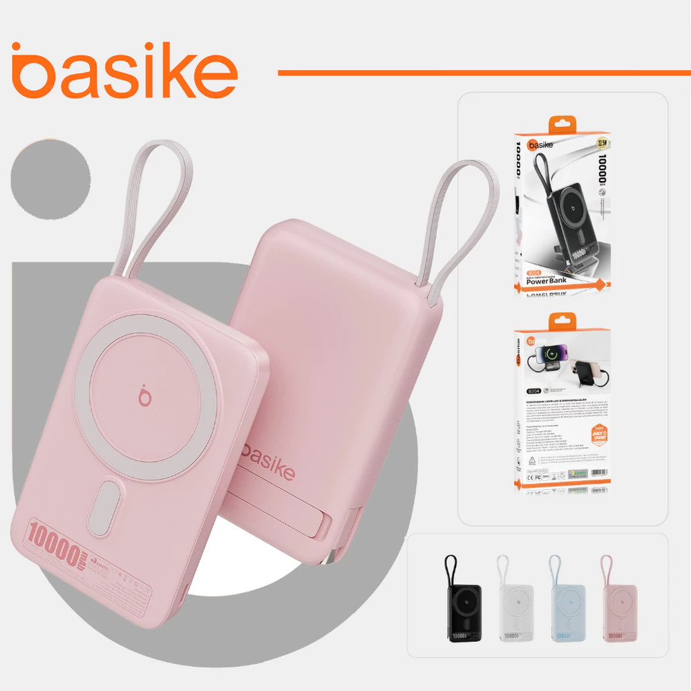 Basike Carregador Portátil 10000mAh Indução para iPhone/Android Samsung Apple Sem fio Bateria Carga