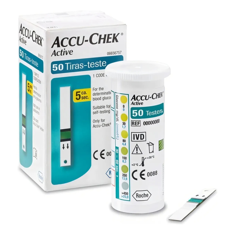Tiras Para Medição de Glicose Accu-Chek Active Caixa com 50 Unidades em Oferta na Shopee