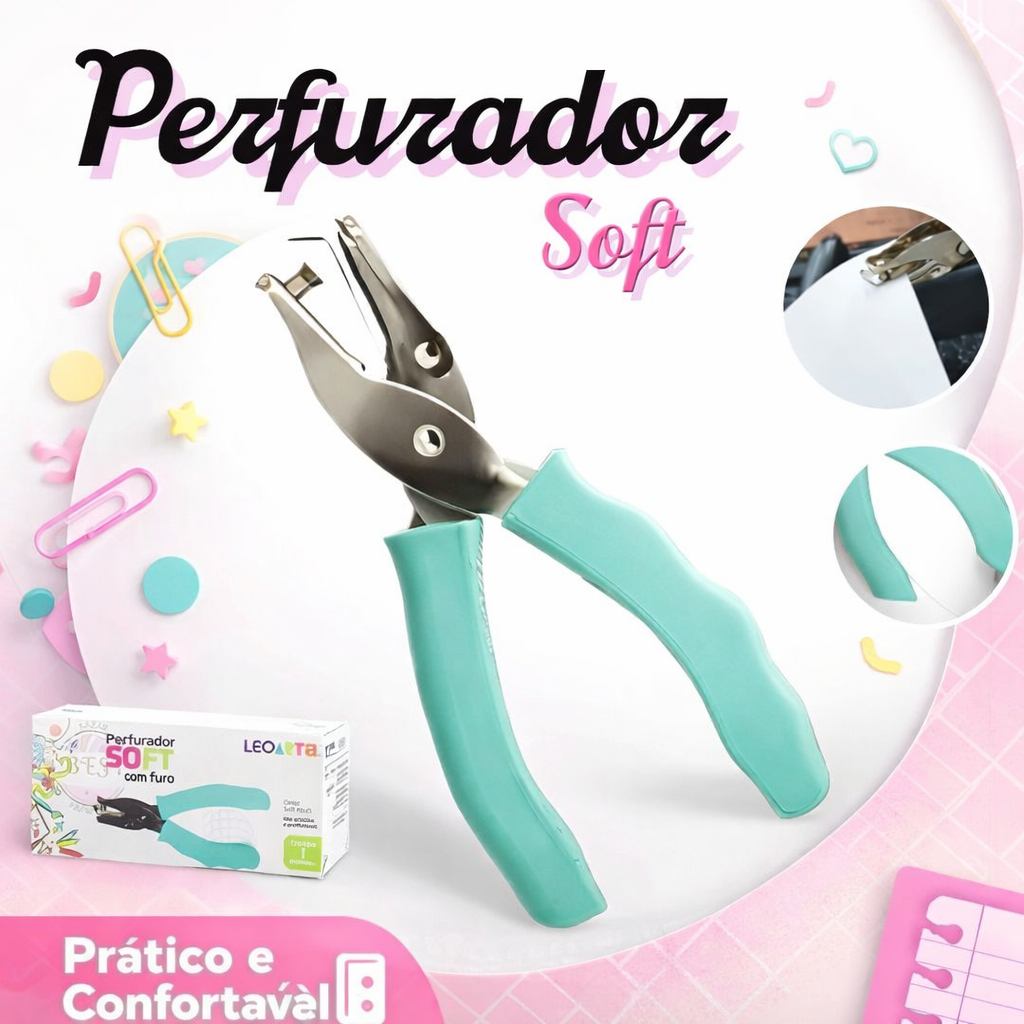 Perfurador Softe Leo Art Perfura até 10 Folhas de 75g