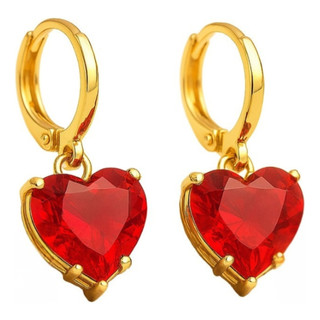 Brinco Dourado Feminino Argola pingente Colorido Antialérgico Ouro18k