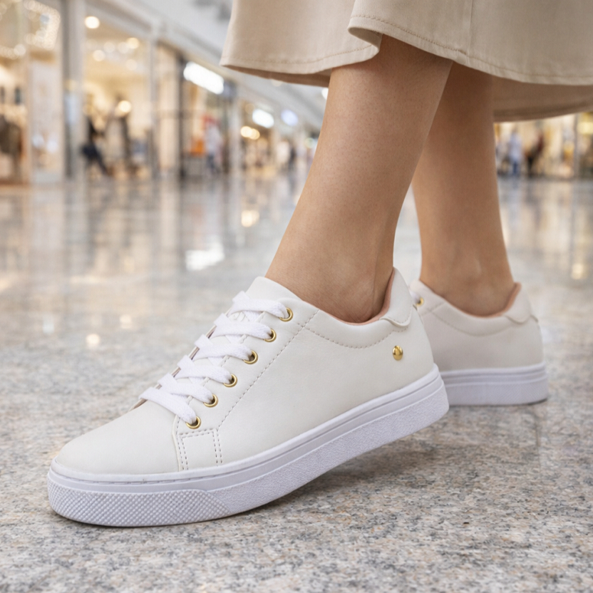 Tênis Feminino Branco Casual Adulto Sapatênis Branco Tênis Original Tenis Basico Leve