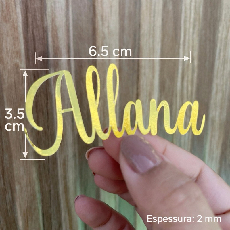 Aplique de nome em papel papel dourado - QUALQUER NOME