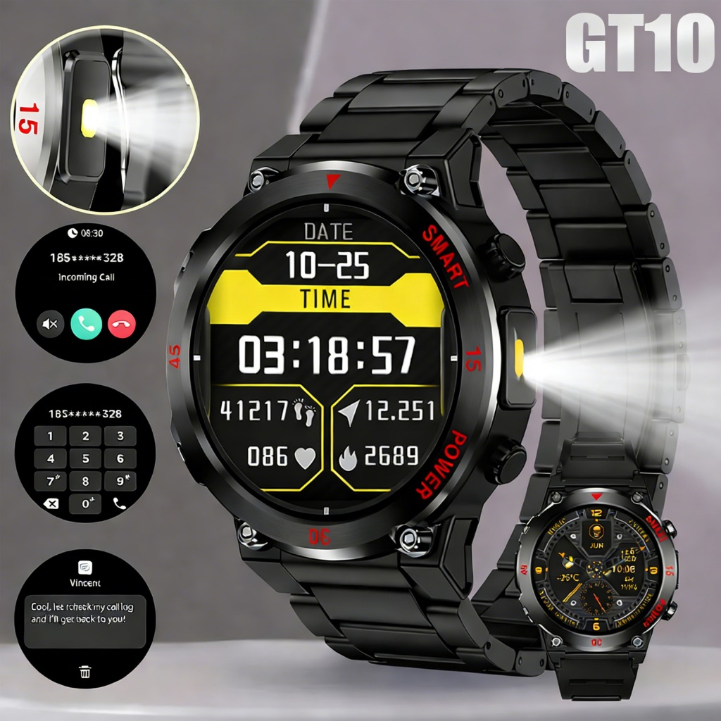 2026 Novo Smartwatch GT10 Ultra  2 Pulseiras Relógio Inteligente  NFC Android e iOS