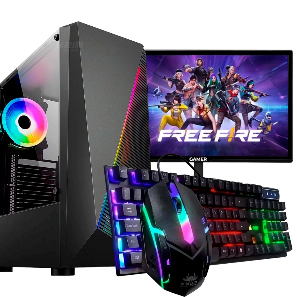 Cpu Gamer Barato I5 8gb Ssd 240gb Wifi + Fonte + Gt 210 + Monitor 15"