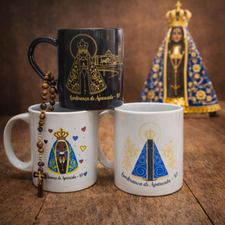 Canecas Cerâmica Nossa Senhora Aparecida 325ml Estampa de um lado em Oferta na Shopee