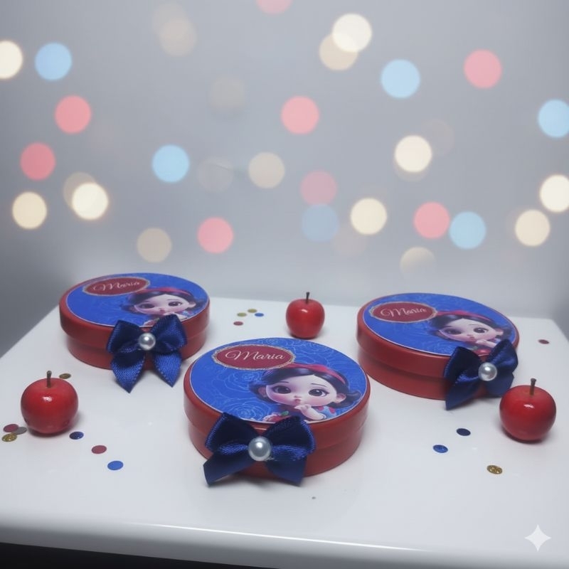 kit 10 latinhas Branca de Neve cute lembrancinha de festa