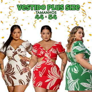 VESTIDO PLUS SIZE SOLTINHO TECIDO DUNA LOOK FESTA VERÃO 46 A 52 em Oferta na Shopee