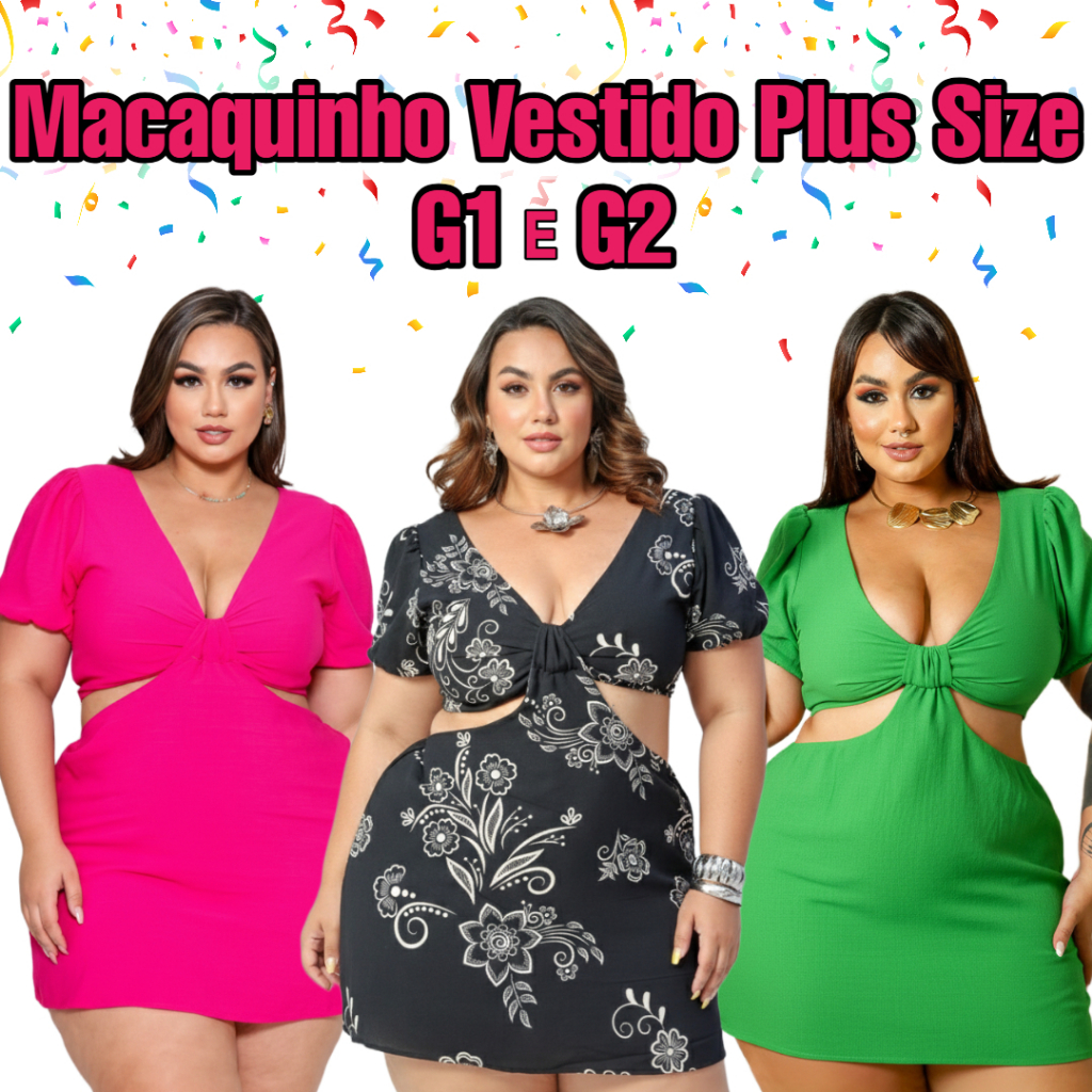 MACAQUINHO PLUS SIZE FESTA LOOK VERÃO TECIDO DUNA VESTIDO SOLTINHO MANGA CURTA 46 A 52 em Oferta na Shopee