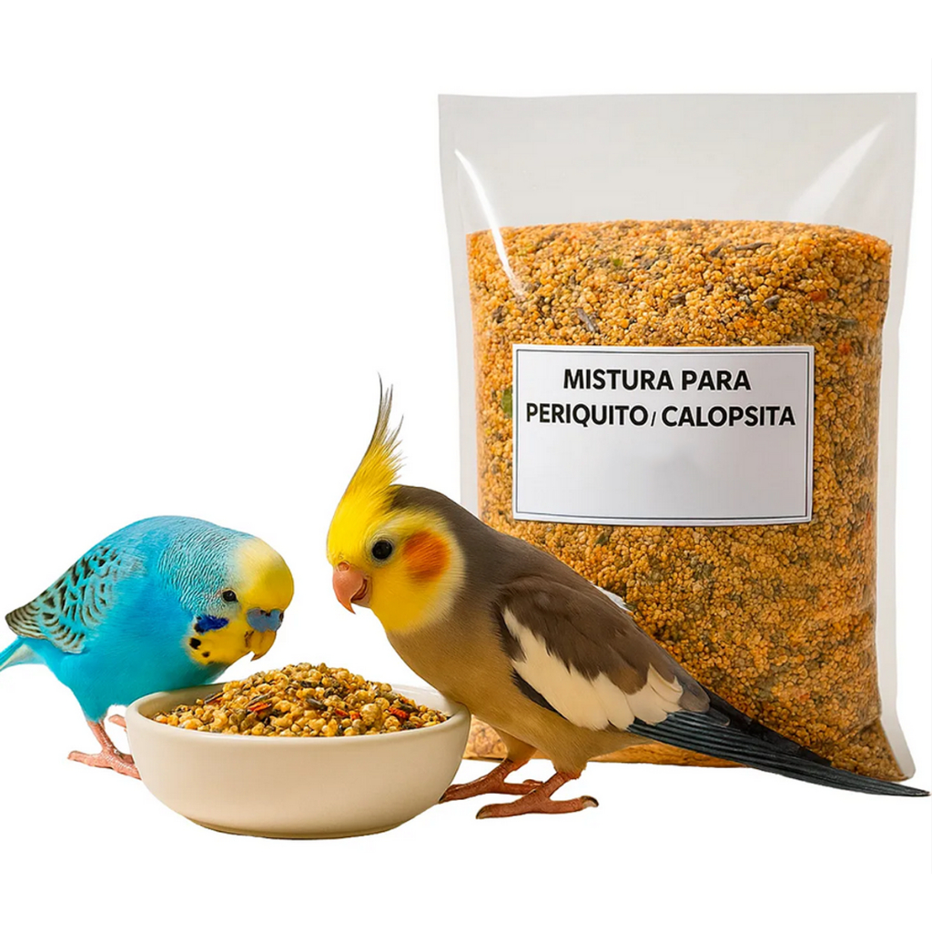 Ração Premium para Calopsitas, Periquito, Agapornis com Mel - Mix de sementes naturais
