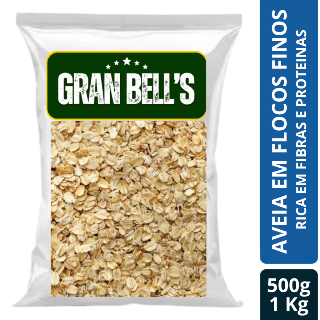 Aveia em Flocos Finos GRAN BELL'S 1kg Premium - Natural Fit Rica em Fibras e Proteína para Dieta e Receitas