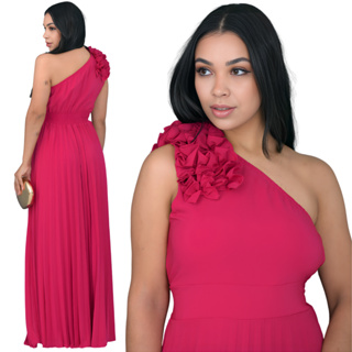 Vestido Plissado Unilateral Feminino de casamentos e formaturas em Oferta na Shopee