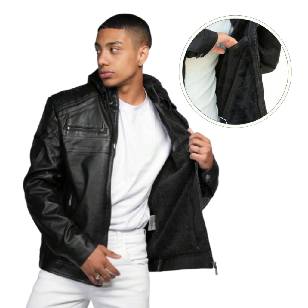 Jaqueta De Couro Ecológico Forrada Masculina Motoqueiro em Oferta na Shopee