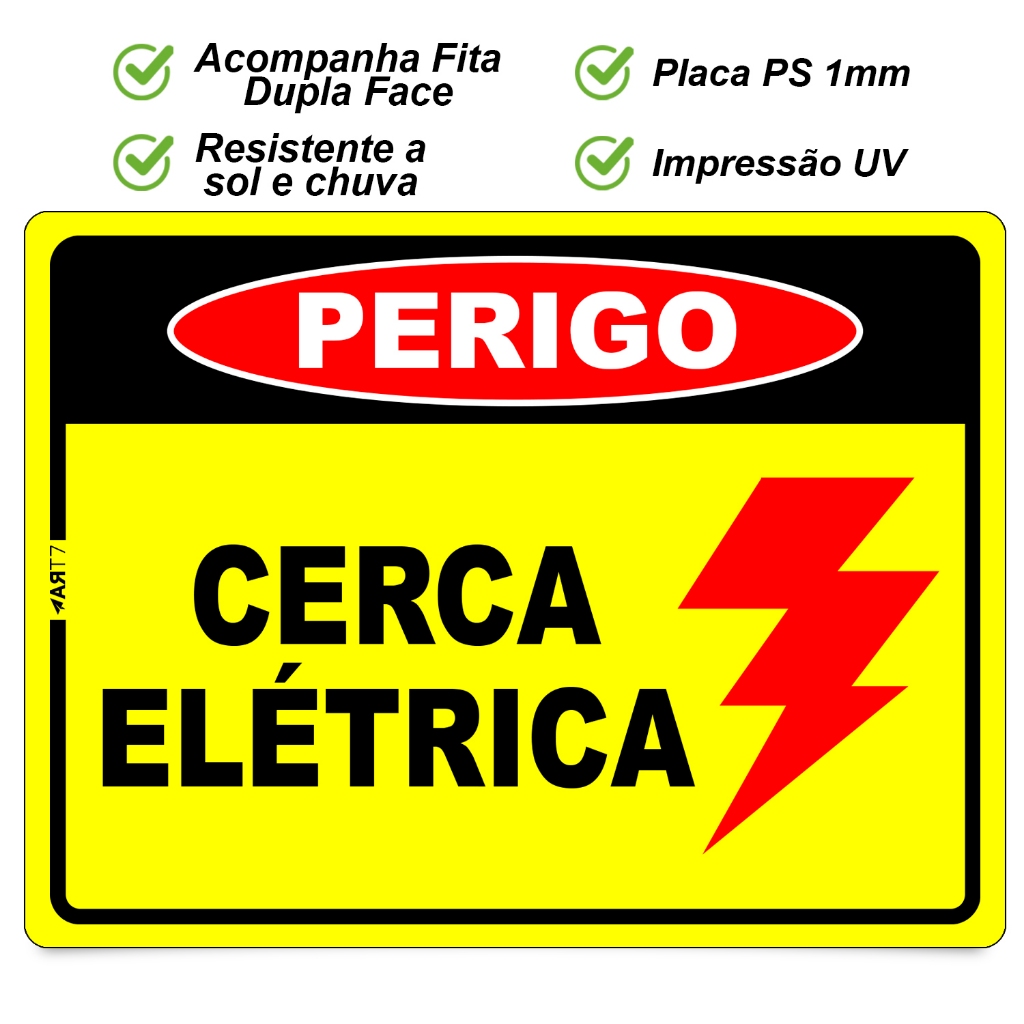 Placa Perigo Cerca Elétrica Sinalização Segurança · foto 2