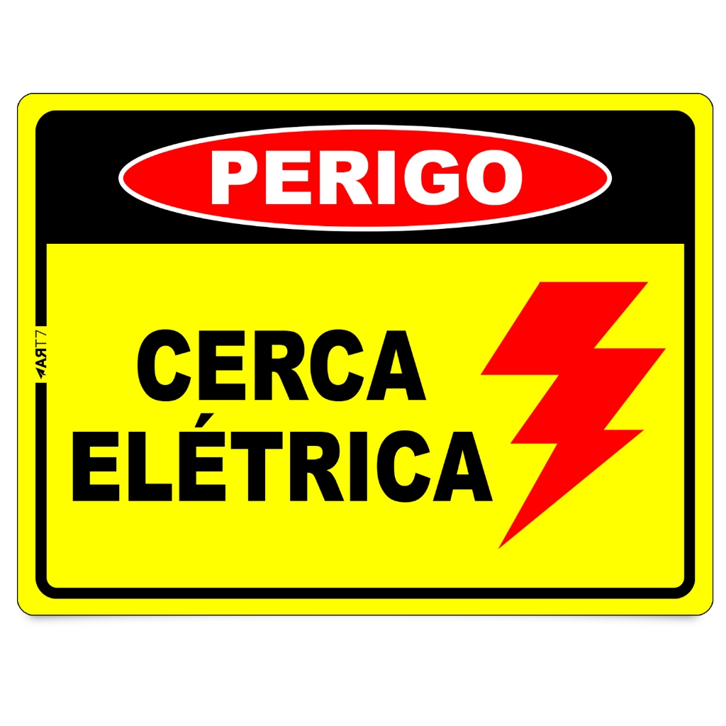 Placa Perigo Cerca Elétrica Sinalização Segurança