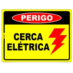 Placa Perigo Cerca Elétrica Sinalização Segurança