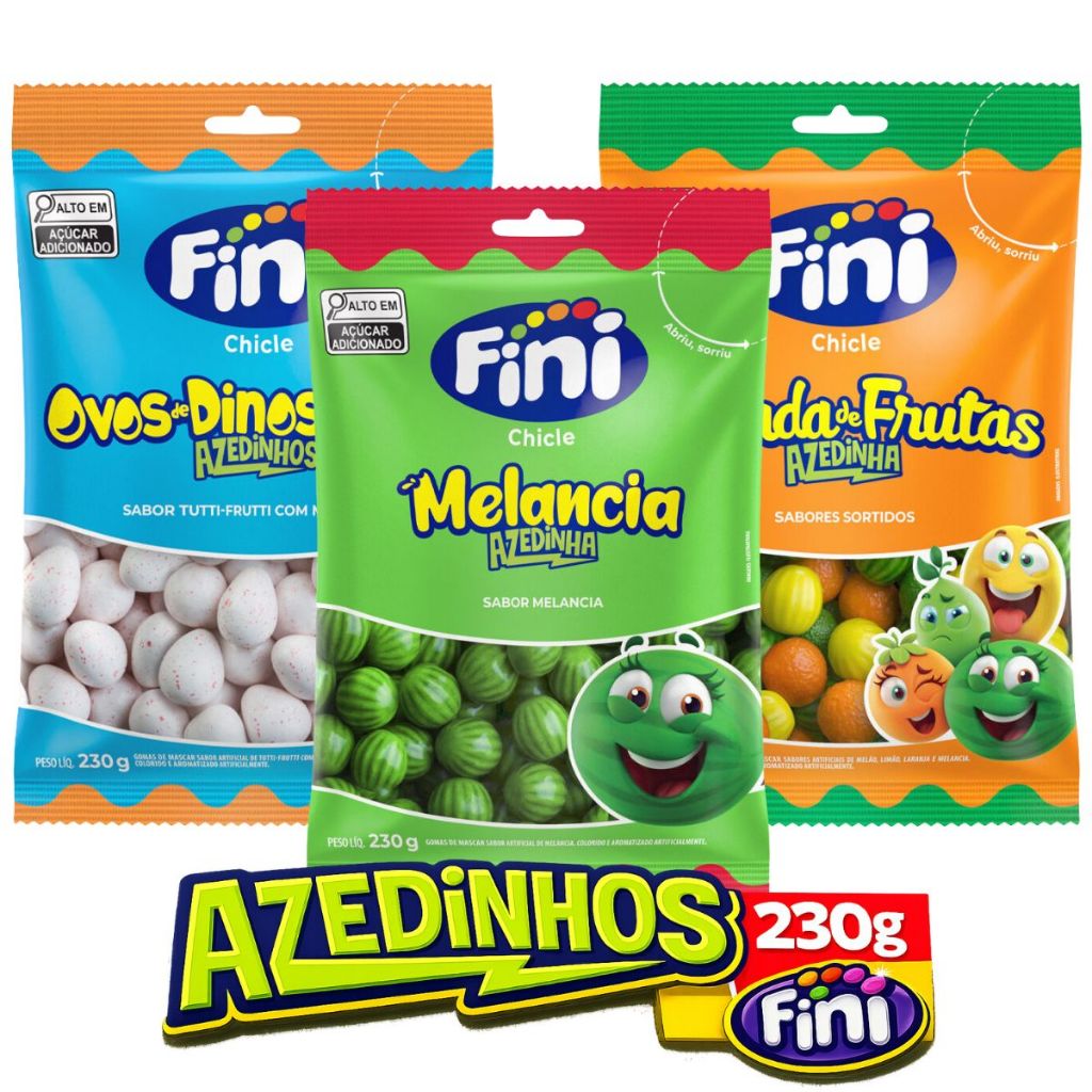 Balas Chicle Azedinhos 230g Fini | Escolha o sabor