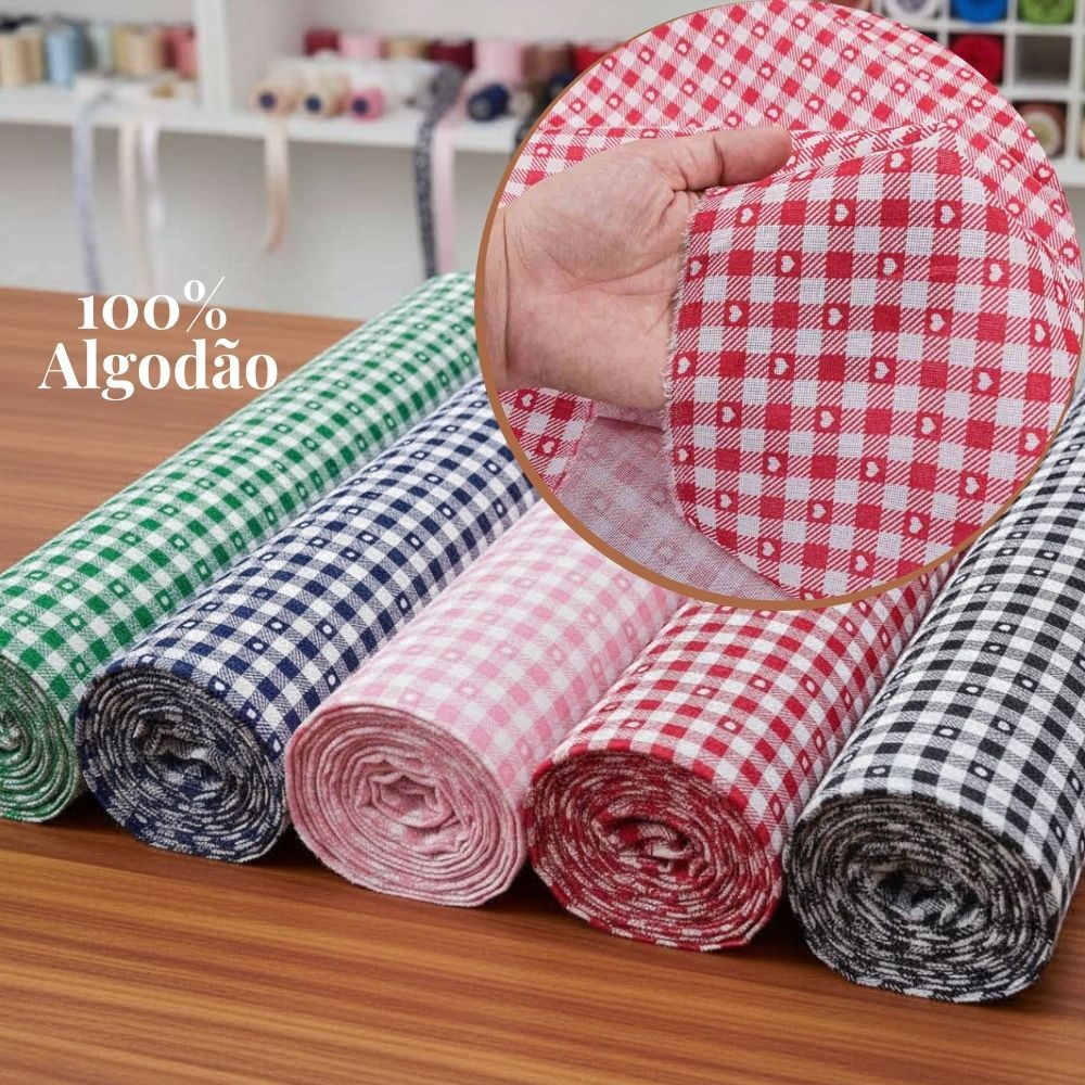 Tecido Chita Popeline 100% Algodão Estampa Xadrez 1,40m de Largura