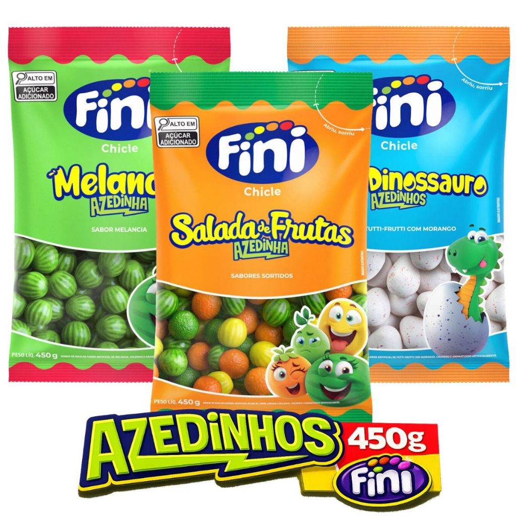 Balas Chicle Azedinhos 450g Fini | Escolha o sabor