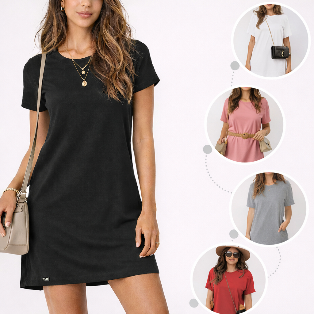 Vestido Camisetão Roupa Blusao Feminino Camisa Mulheres em Oferta na Shopee