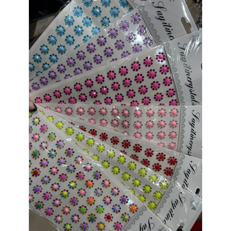 kit com 7 Cartela Adesivo Flor Strass Auto Colante Pet Shop Artesanato Banho e Tosa Customização Decoração em Oferta na Shopee