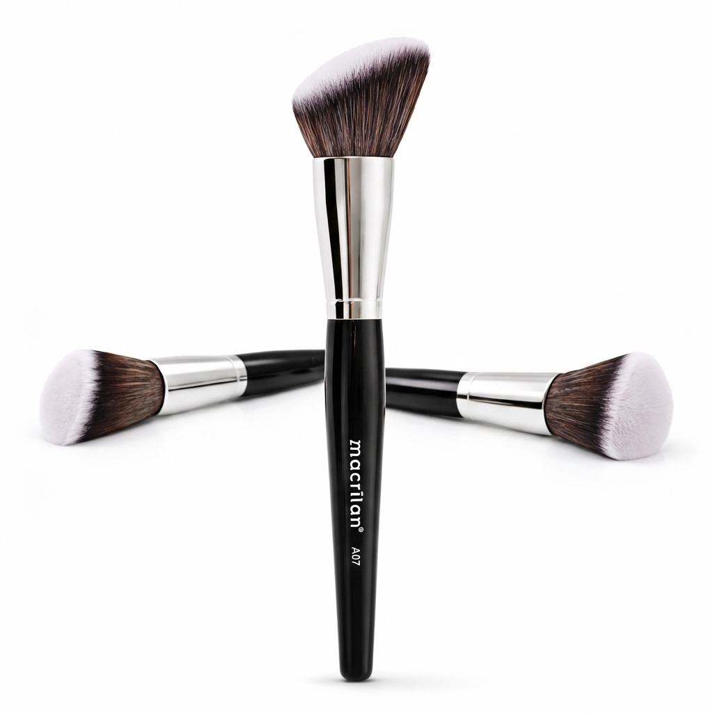 Pincel Angular para Blush Profissional A07 Macrilan – Precisão e Acabamento Natural em Oferta na Shopee