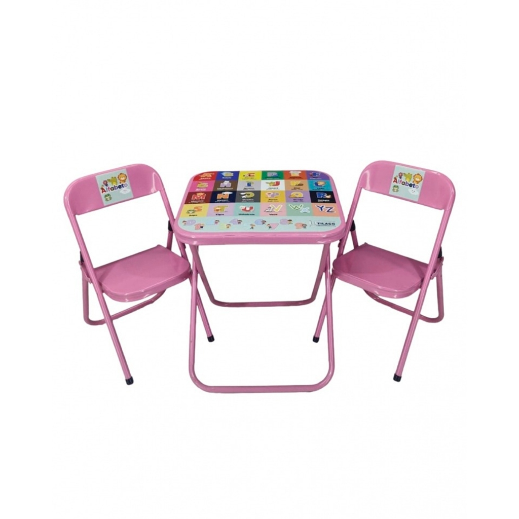 Mesa Infantil Presente Didatica Criança Bebê Brinquedo Com 2 Cadeiras