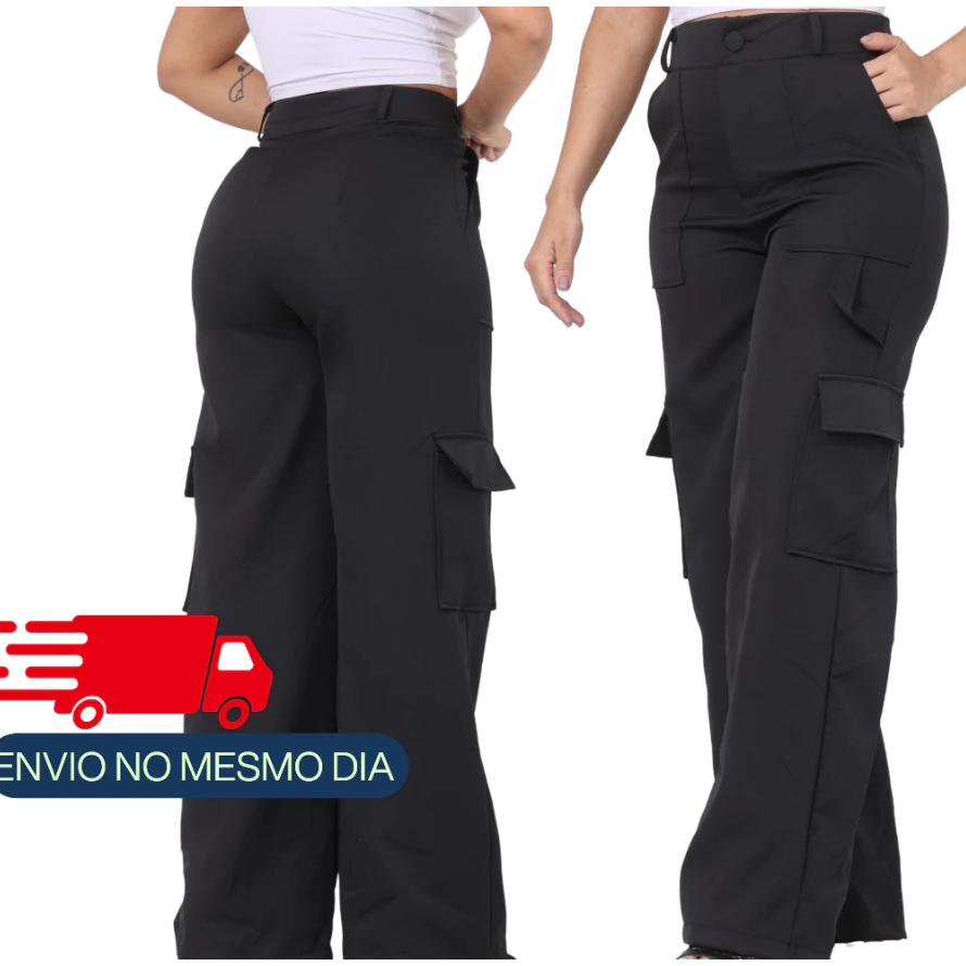 Calça Cargo Pantalona Wide Leg Alfaiataria Plus Size e Padrão em Oferta na Shopee