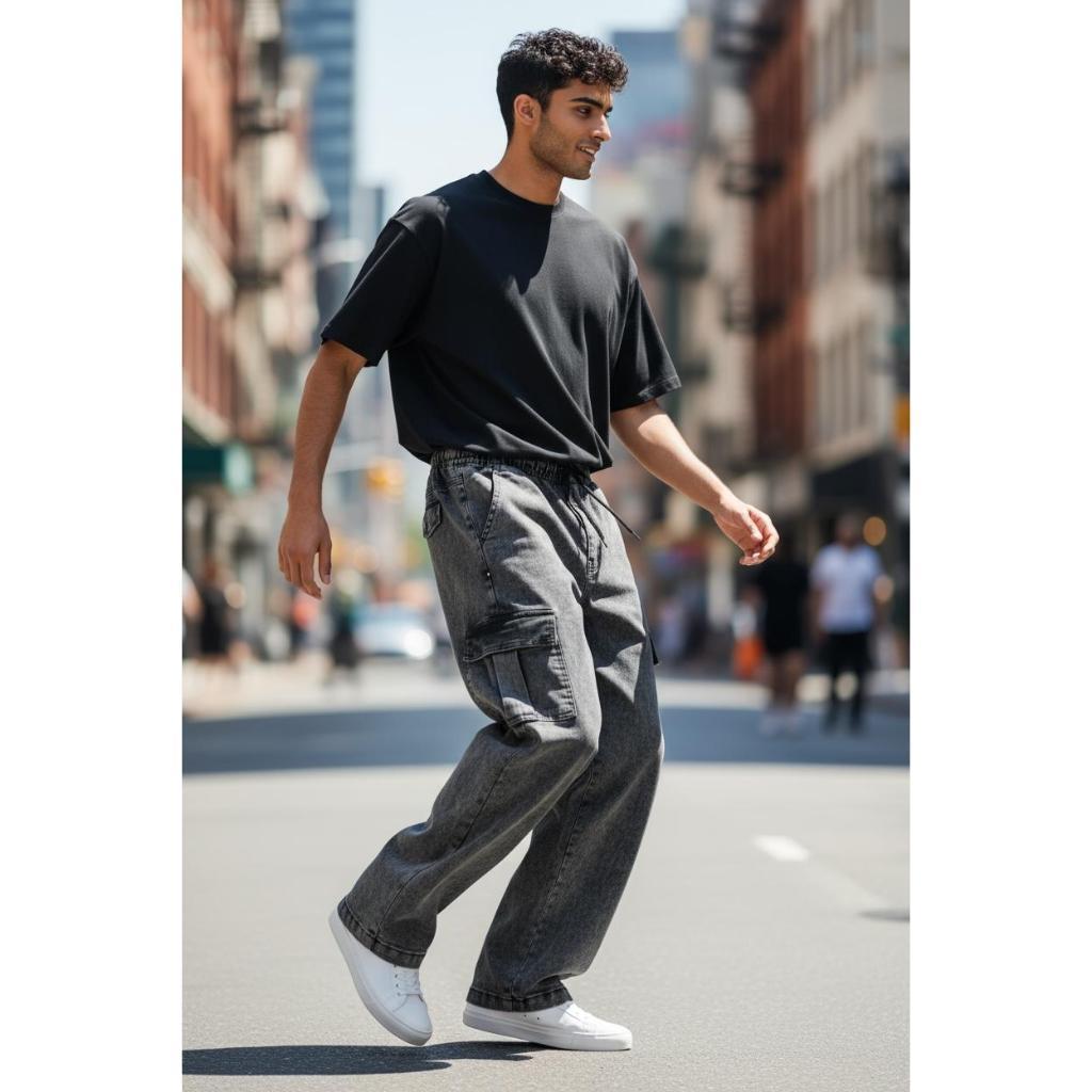 ￼Calça cargo jeans masculina estilo skatista original promoção Fim de ano envio ate em 4h NF