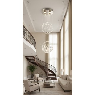 Lustre de Cristal Acrílico 2 Globos - Pé direito - Sala - escritótio